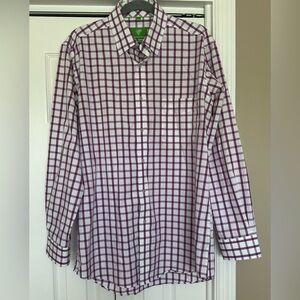 Forsyth of Canada Purple & White Casual Button Down Shirt with Checkered Pattern